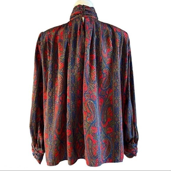 Vintage 80’s Stuart Lang Paisley Blouse 12 - Picture 4 of 10